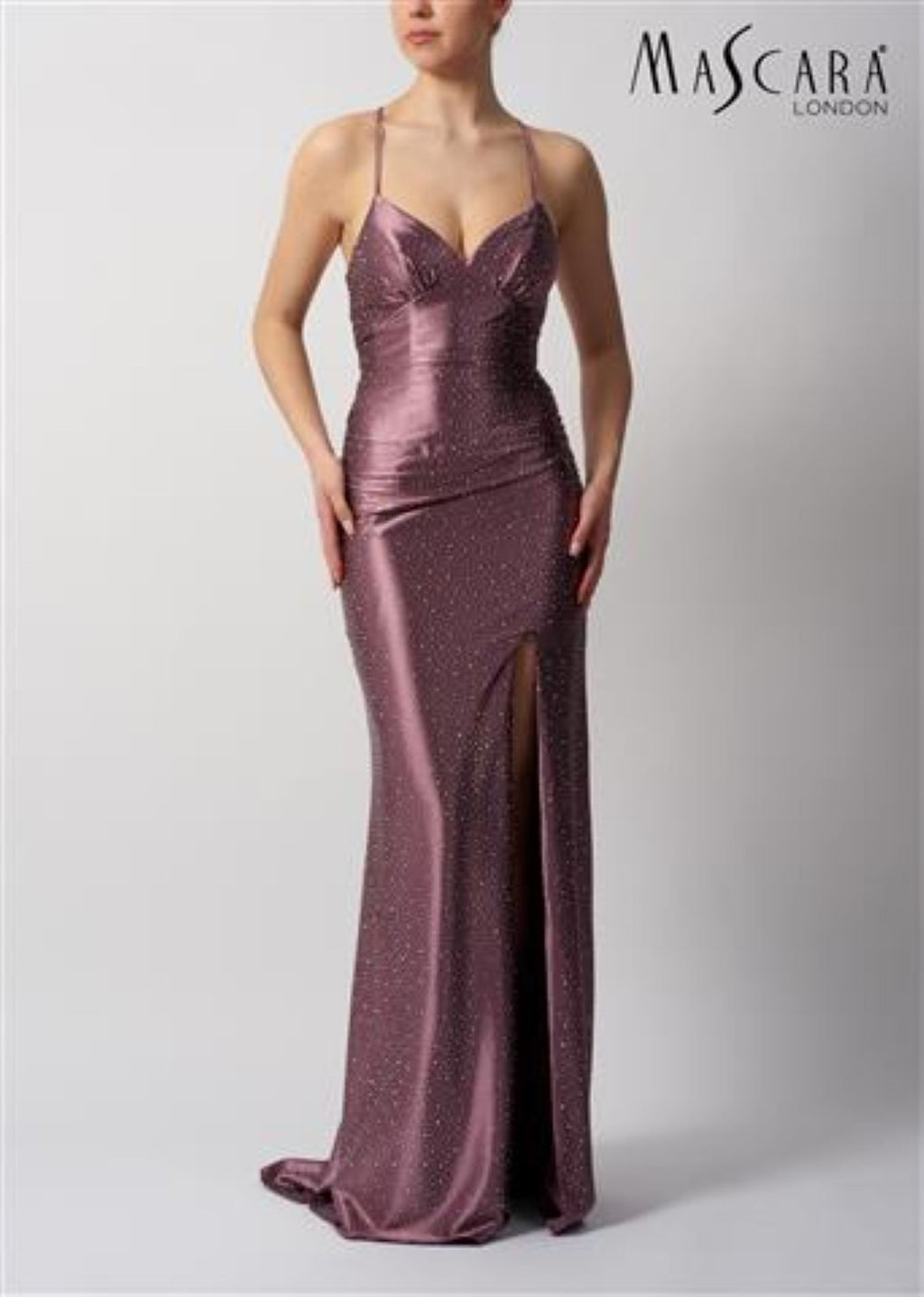 Mascara London Tie Back Satin Amethyst Dress