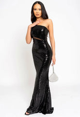 Nazz Collection Black Phantasy Sequin Maxi Dress