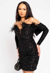 Nazz Collection Black Guestlist Sequin Mini Dress