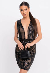 Nazz Collection Black Forever Sequin Mini Dress