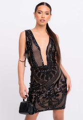 Nazz Collection Black Forever Sequin Mini Dress