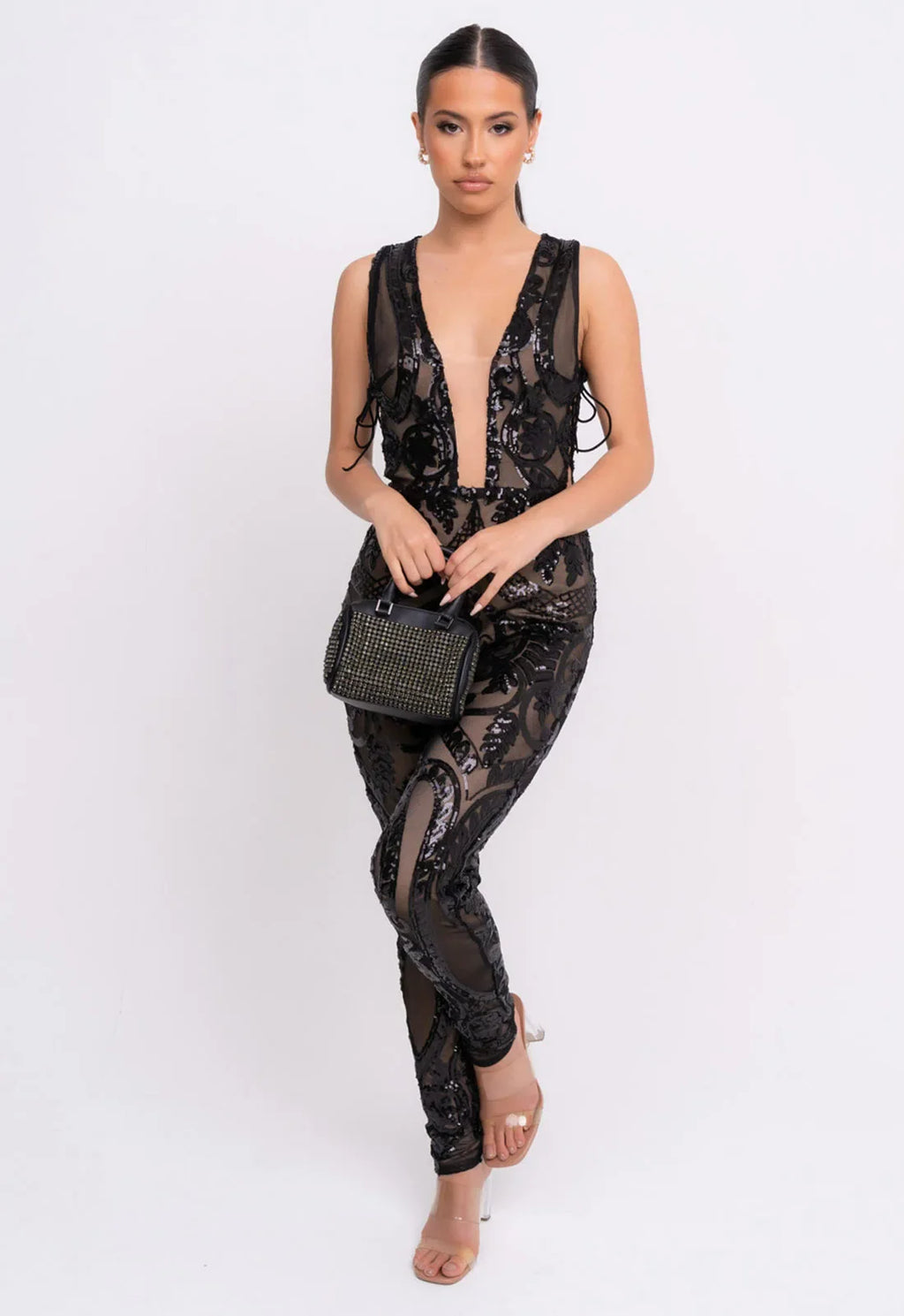 Nazz Collection Black Epic Sequin Jumpsuit