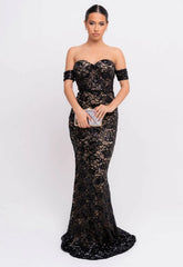 Nazz Collection Black Daydreamer Lace Maxi Dress