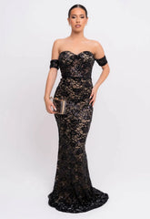 Nazz Collection Black Daydreamer Lace Maxi Dress