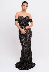 Nazz Collection Black Daydreamer Lace Maxi Dress