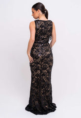Nazz Collection Black Flora Lace Maxi Dress