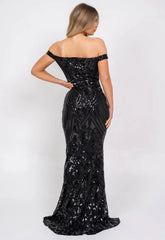 Nazz Collection Black Angelika Sequin Maxi Dress