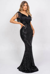 Nazz Collection Black Kendal Sequin Maxi Dress