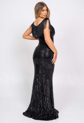 Nazz Collection Black Kendal Sequin Maxi Dress