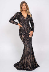 Nazz Collection Black Arabella Sequin Maxi Dress