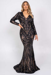 Nazz Collection Black Arabella Sequin Maxi Dress