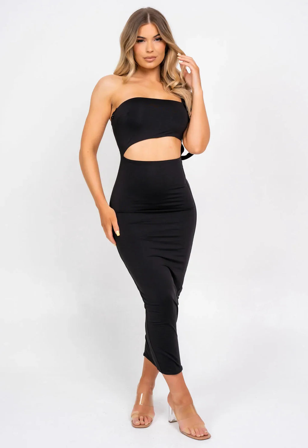 Nazz Collection Black Chantelle Midi Dress