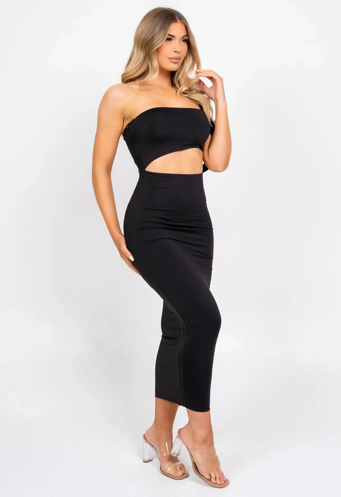 Nazz Collection Black Chantelle Midi Dress