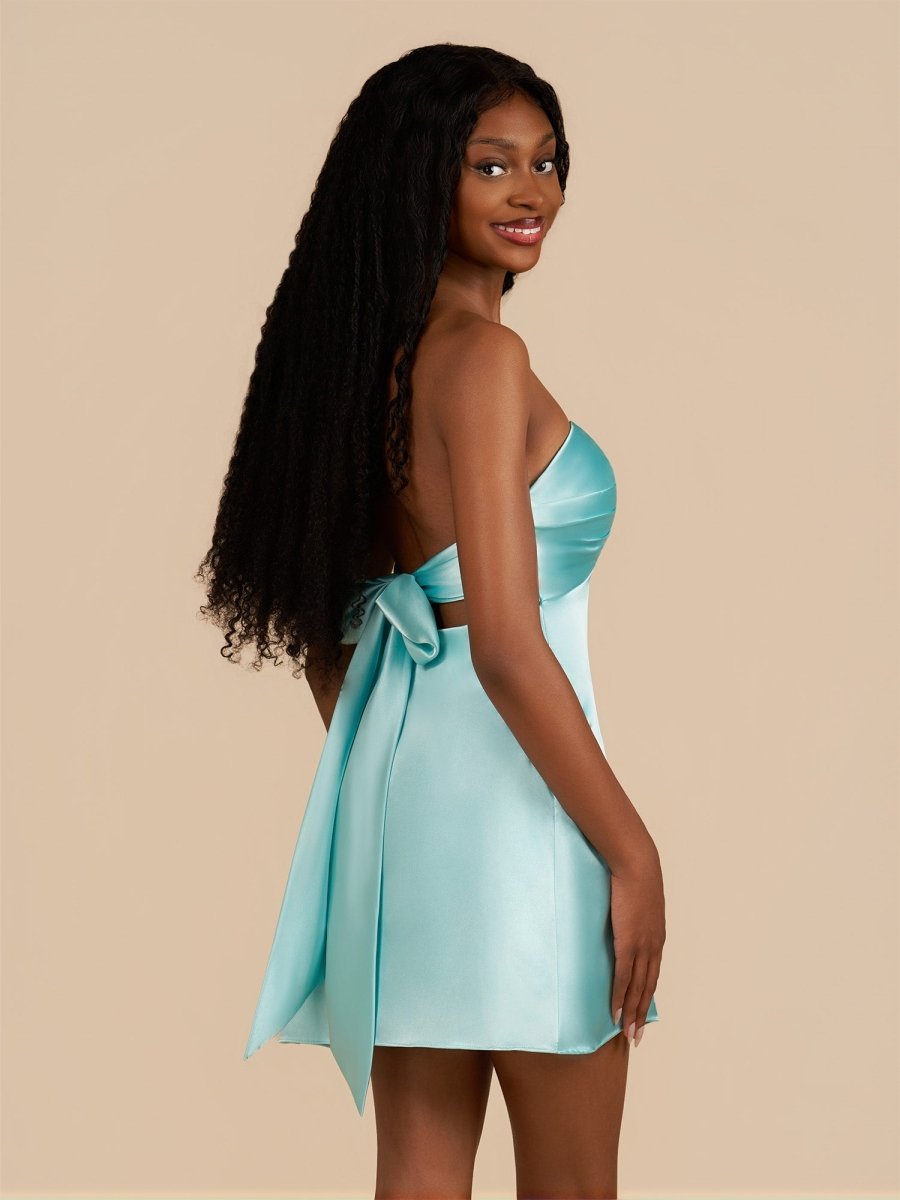 Aqua - Strapless A Line Short Homecoming & Cocktail Dresses With Keyhole