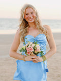 Blue - Strapless A Line Short Homecoming & Cocktail Dresses With Keyhole